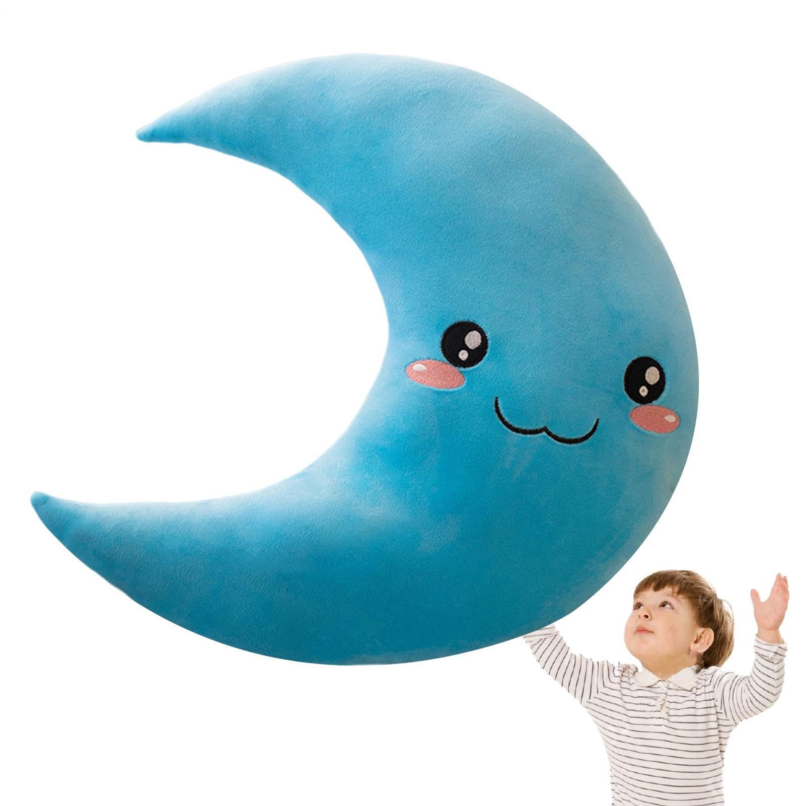 Almohada en forma de luna, cojín de peluche suave, almohada de 9.84 pulgadas con función de felpa, accesorio de decoración de guardería, cama con diseño auténtico, regalo para niños para habitación y — view 11