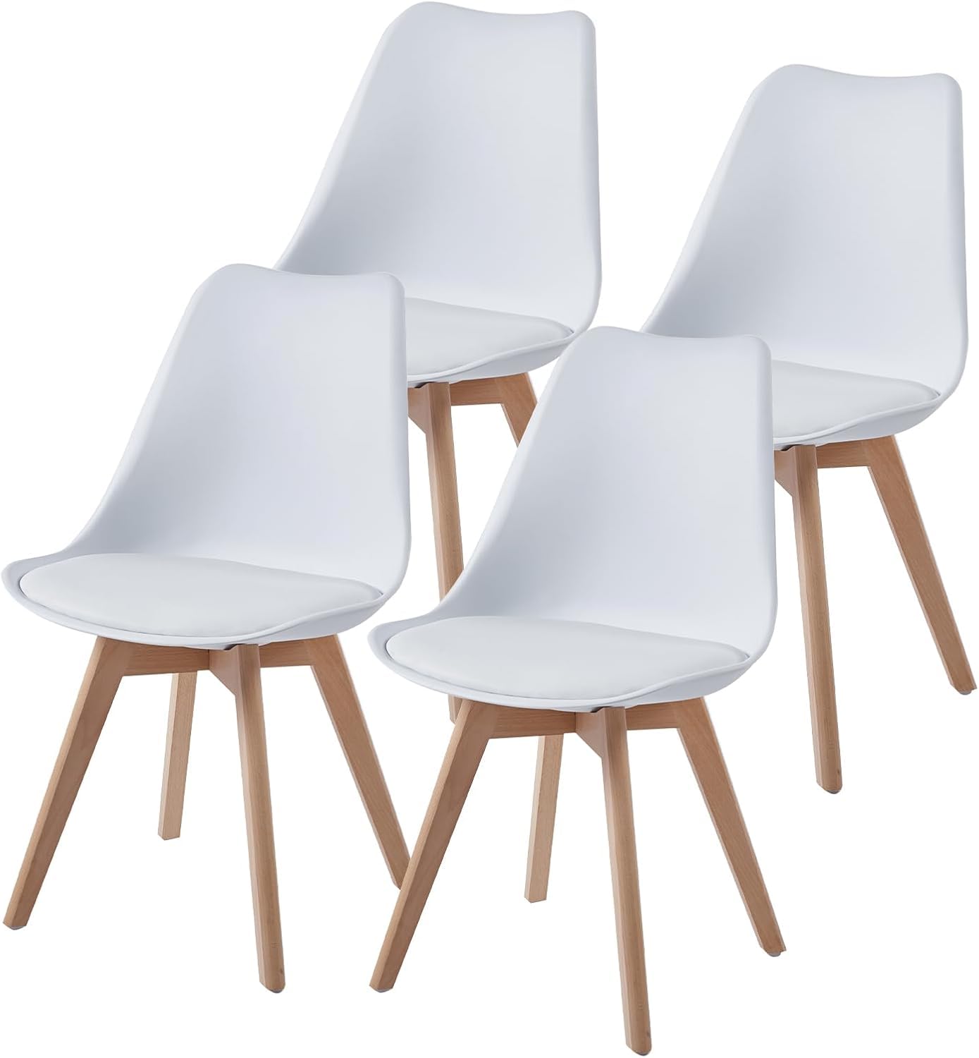 TEENO Chaises Salle à Manger Lot de 4, Scandinaves Bois Blanc