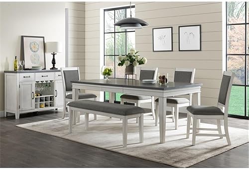 Miniatura 2 de Martin Svensson Home Del Mar - Banco de comedor de lino blanco y gris antiguo