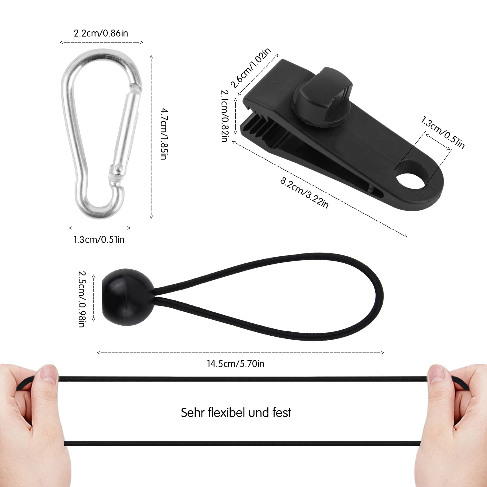 AYMQC Corde Elastiche Con Moschettone Durevoli Cinghie Bungee Cavi Elastici Multiuso Tenditori Per Bagagli Per Auto Moto Biciclette Campeggio Teloni - Foto 8