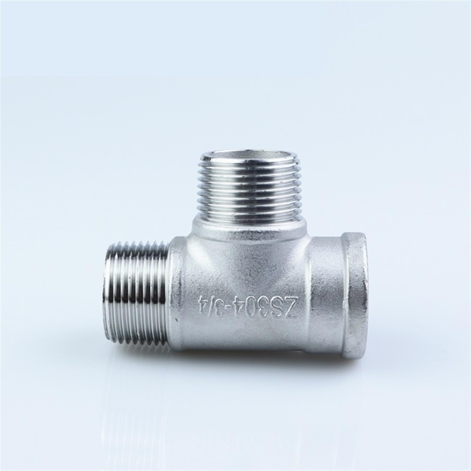 Conector en T de 3 vías Accesorio de tubería en T 3 vías con Rosca Macho + + Hembra 1/4", 3/8", 1/2", 3/4", 1", 1-1/4", 1-1/2" BSP Acero Inoxidable(1-1/4")