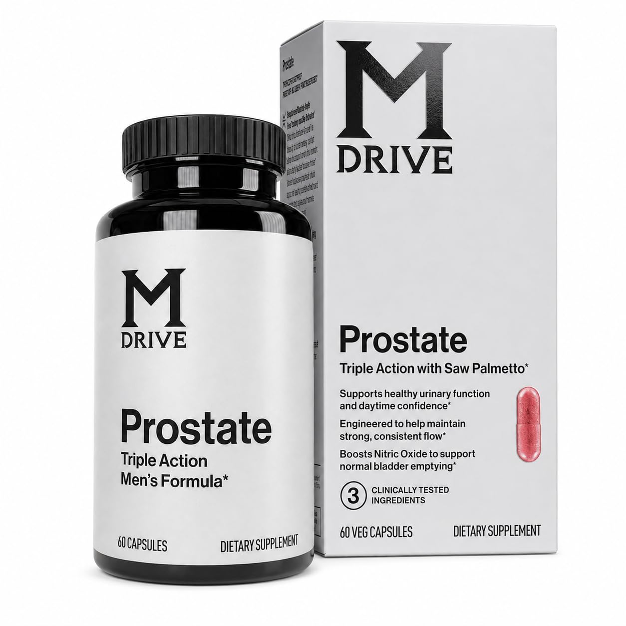 M Drive Prostate Support Mens Supplement Saw Palmetto 60 Veg Capsules