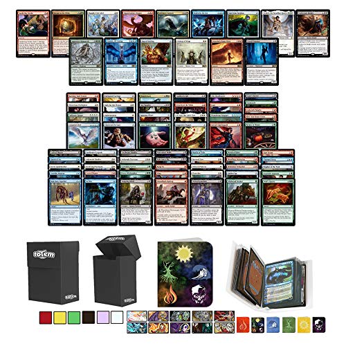 TOTEM Theme Mini Binder & Deck Box Bundle Compatible with Magic The Gathering Card - 1 Holiday Lot Builder Gift Box (5 Rares 100 Uncommon / Common MTG Cards) Included