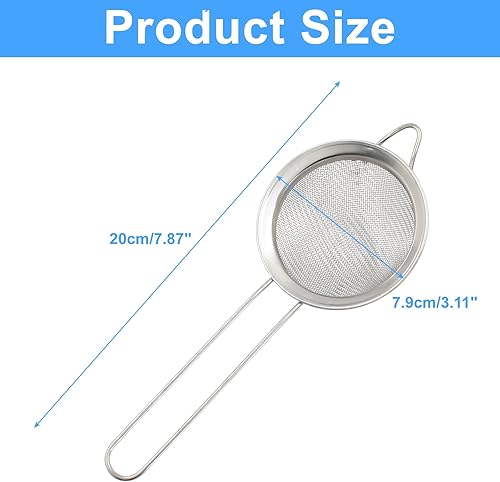 Miniatura 2 de Piutouyar Coladores de malla fina de 3.1 in3.15 pulgadas, coladores de cocina de acero inoxidable, colador de malla fina de alta resistencia,