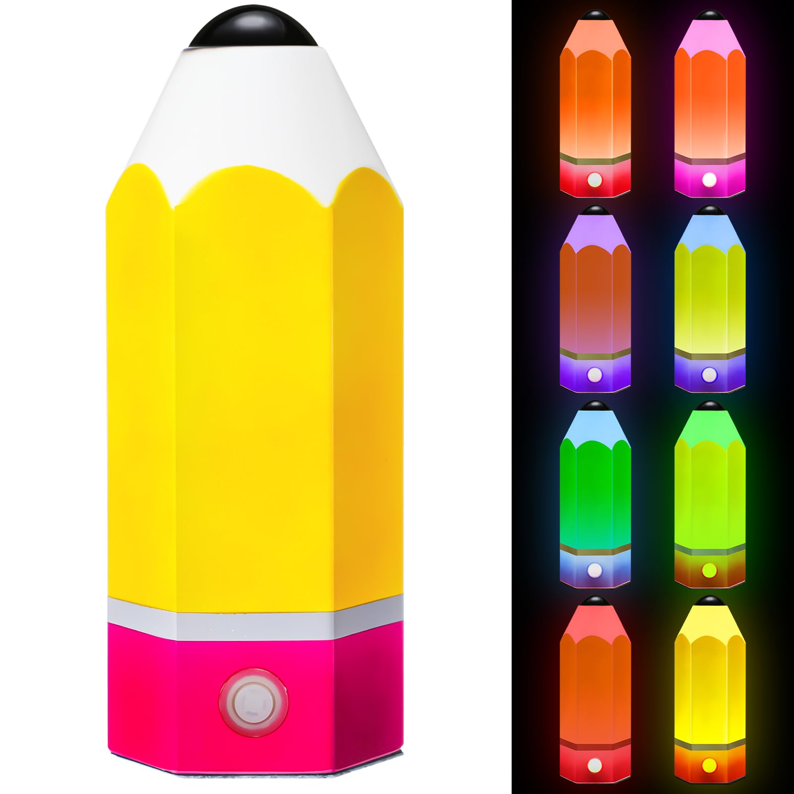 VIHOSE Klasa ołówkowa lampa szklana LED design powrót do szkoły klasa lampa prezenty 29 cm regulowane wielokolorowe lampki nocne materiały dla nauczycieli szkół podstawowych biurko dom sypialnia