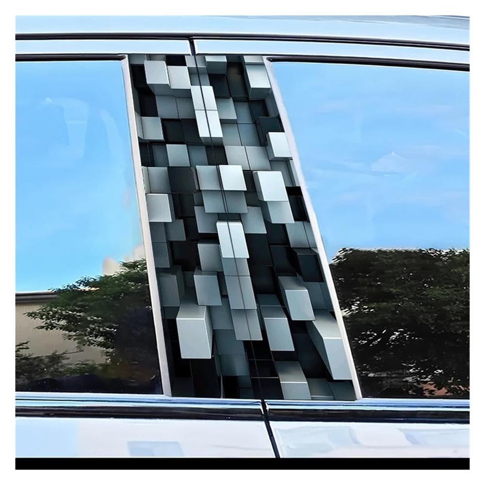 Auto Accessory 2pcs Car Center Column Decal Cube Pattern Scratch Resistant Film