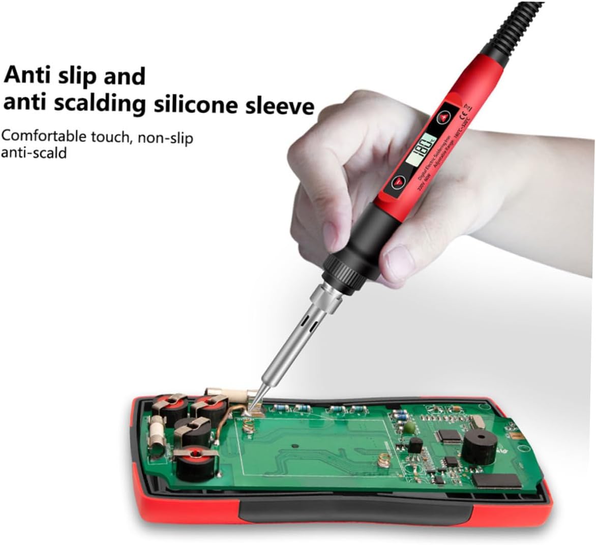 1Set Electric Soldering Iron Kit with Digital Multimeter for DIY Projects Adjustable Temperature for Beginners and Professionals Includes Tips and Tools US