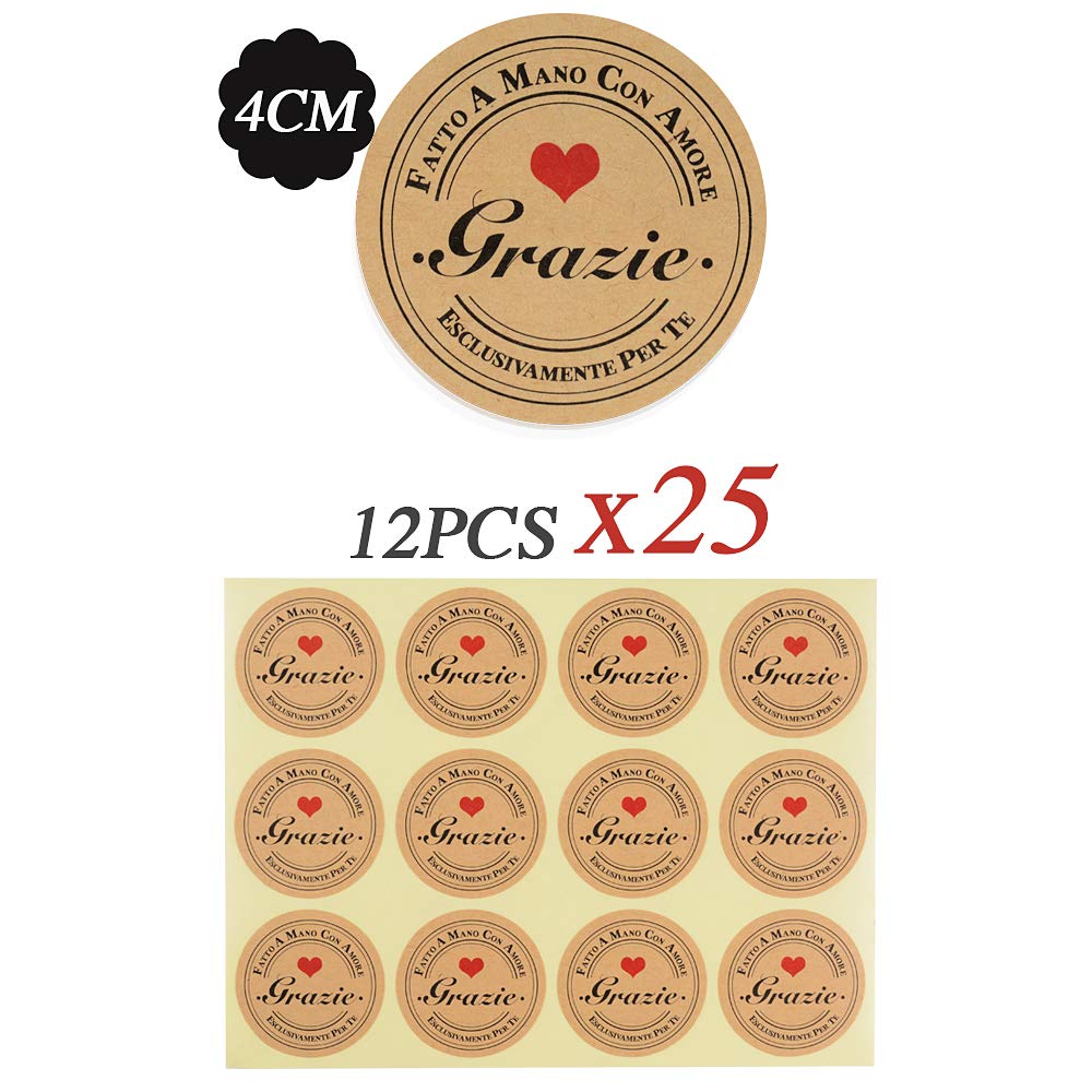 100 Adesivi Grazie Per Bomboniere - 3x3cm, Con Spago Iuta, Per Regali Fatti A Mano - Foto 2