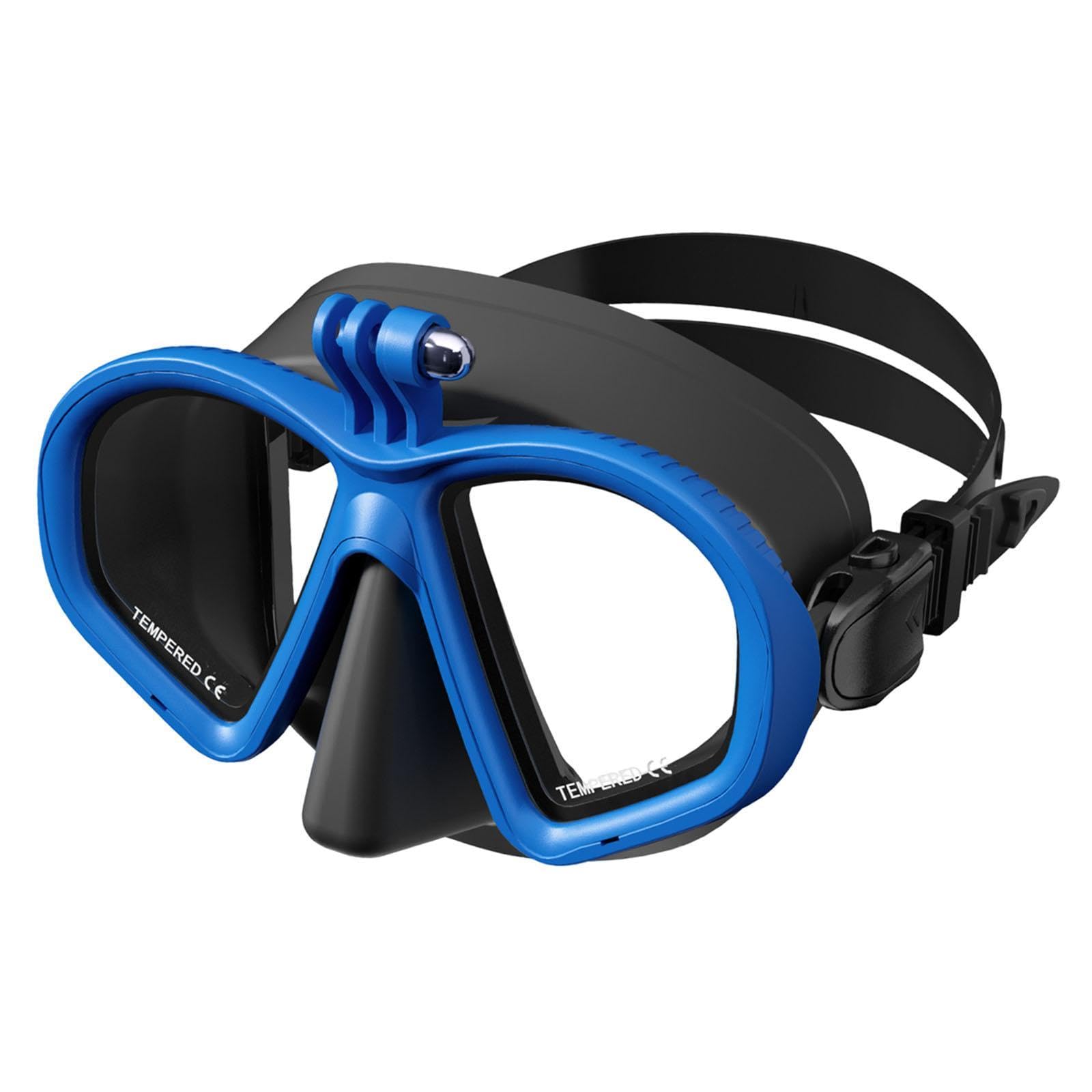 Máscara de Buceo, Máscara de Snorkel, Gafas, Equipo de Natación, Fabricado en Vidrio Templado con Soporte para Cámara Incorporado.