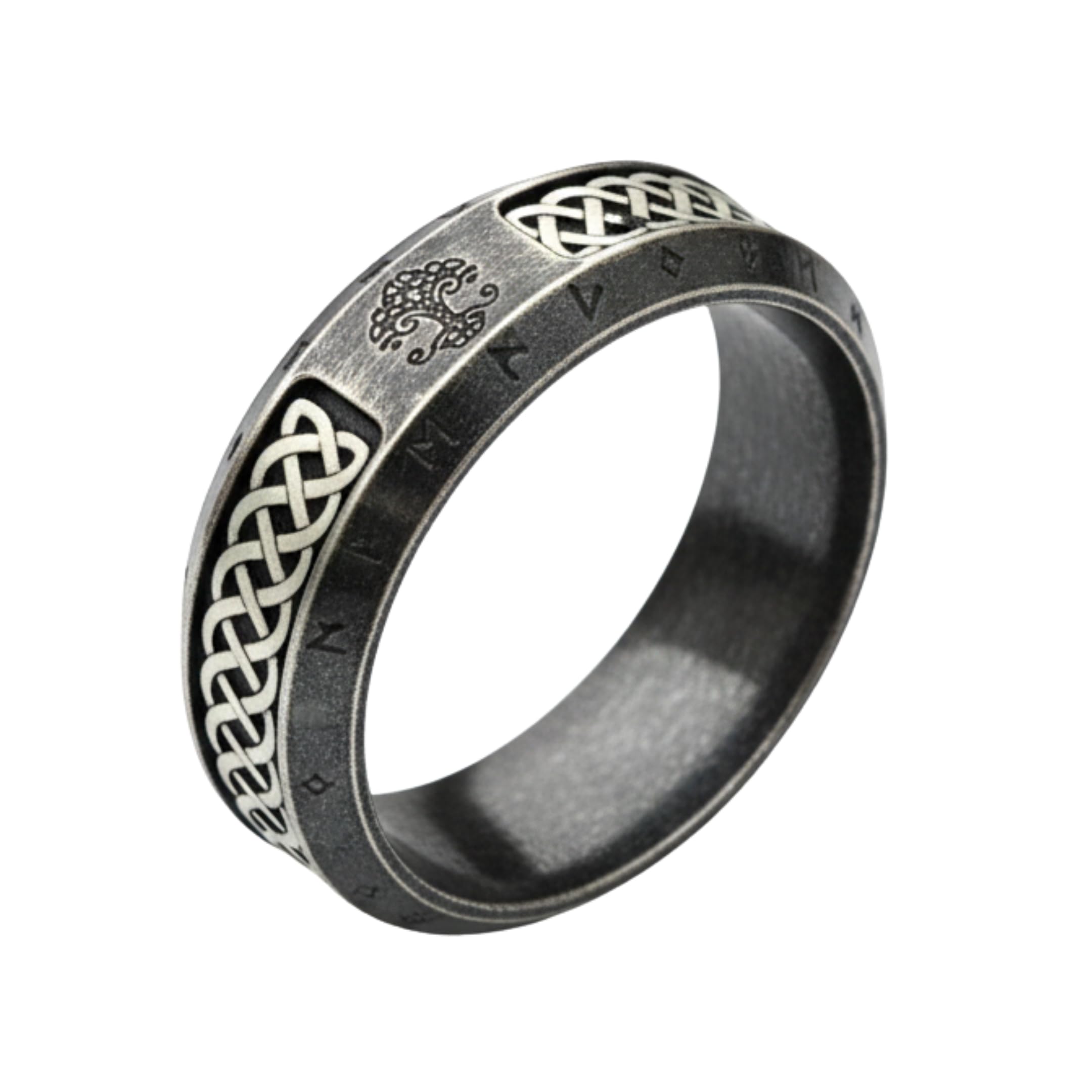 the men thing AUREX RUNE - Oxidized Black - Pure Stainless Steel Men’s Black - Plated Ring (Size : 17-22-26)-picture-20
