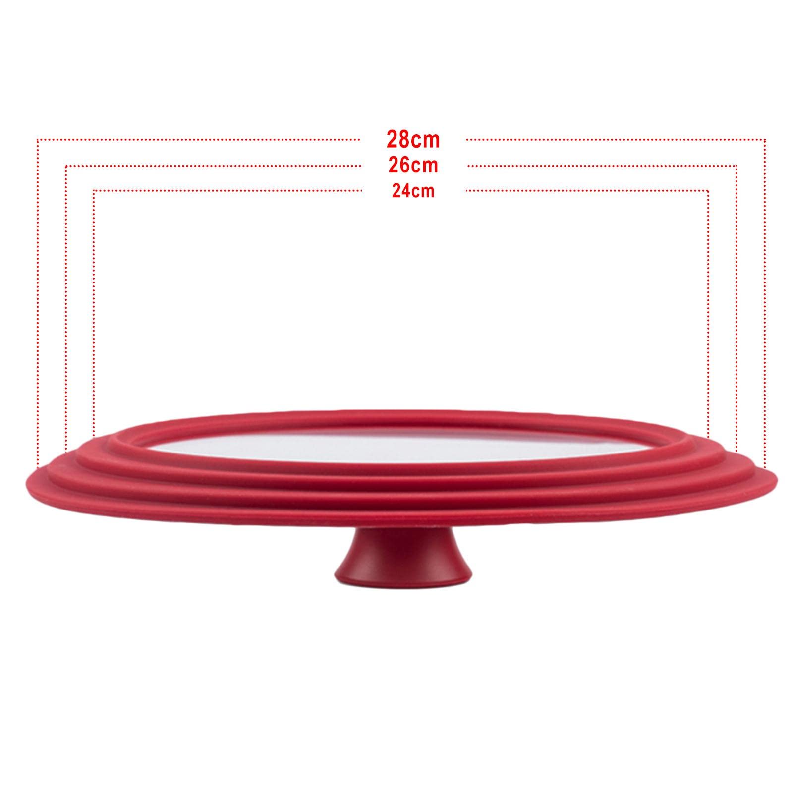 Homyl Universal Topfdeckel Glas Deckel Ersatz Pfannendeckel Kochtopfdeckel mit Transparenter Oberfläche Und Widerstand Gegen Oxiation für Haushalt K, Rot, 24 bis 26 bis 28 cm