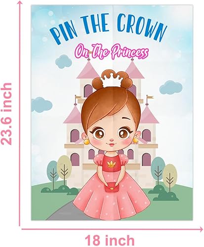 Miniatura 2 de BirDerr Juegos de fiesta de princesas Pin The Crown on the Princess, juegos de fiesta de cumpleaños de princesa, decoraciones de fiesta de