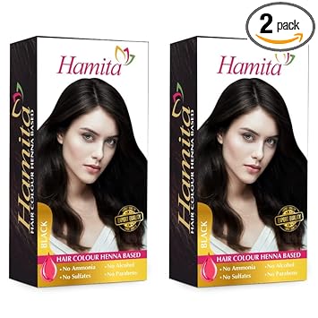 HAMITA Hair Color Henna Based Color For Both Men & Women 12 Pcs in a Box Pack of 2 (Black)