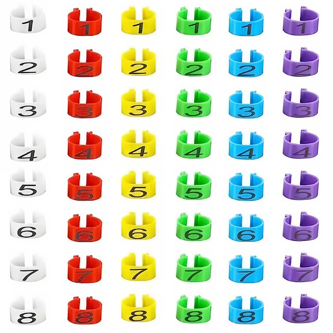 JEYORZY 48 pcs Anillos de identificación de Pollo, anillos para piernas, multicolor, numerados, 16mm