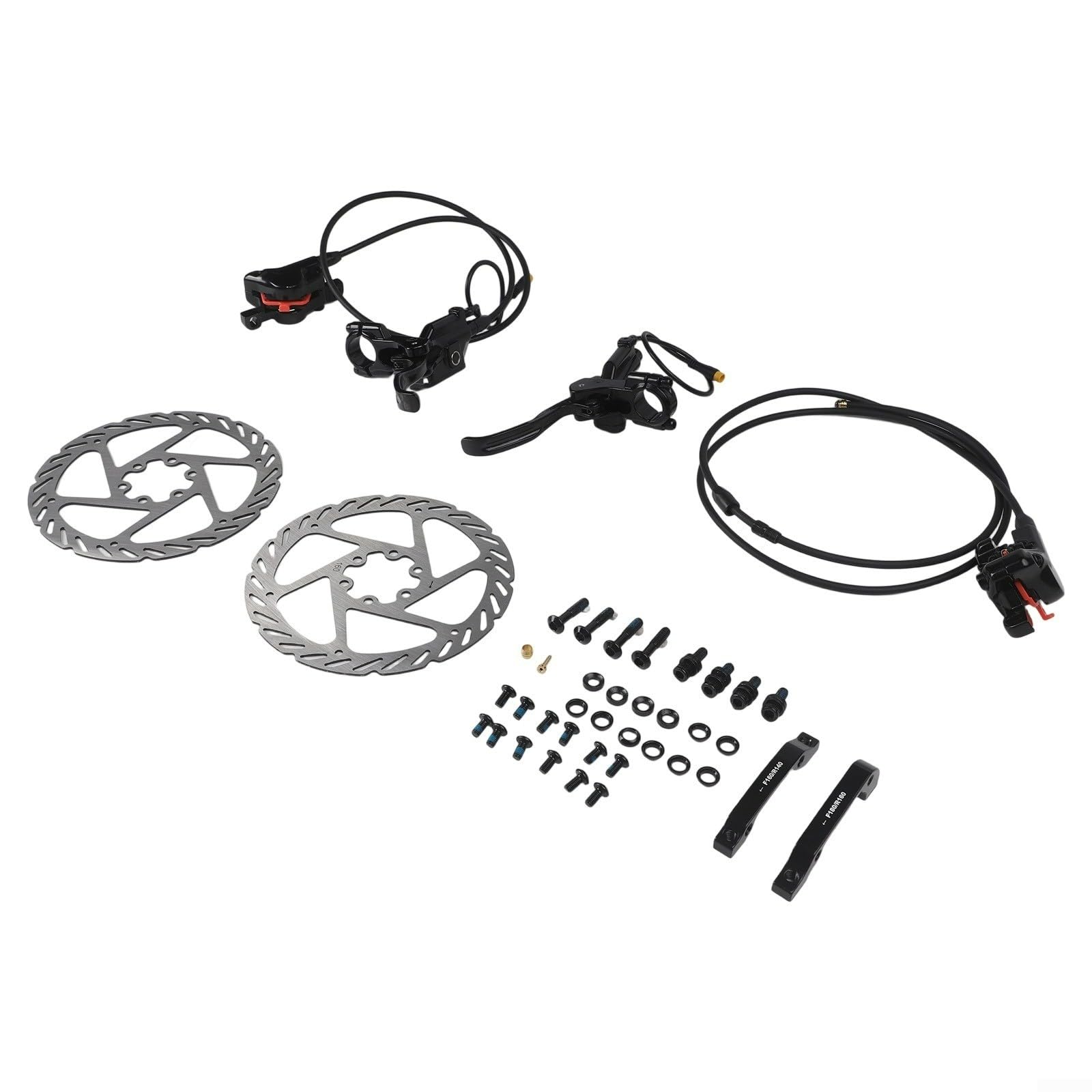 Kit de freno hidráulico de 3 pines,Para bicicletas eléctricas Freno Delantero Izquierdo 800 Mm Y Freno Trasero Derecho 1400 Mm Frenos De Disco De Metal Y Plástico
