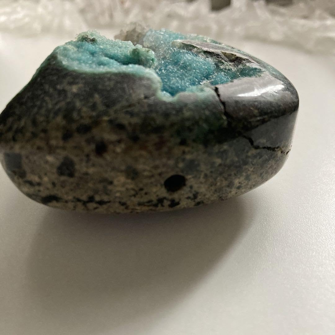ドゥルージークリソコラ原石　片面磨　ペルー産 ドゥルージークリソコラ原石 片面磨 ペルー産 ドゥルージー