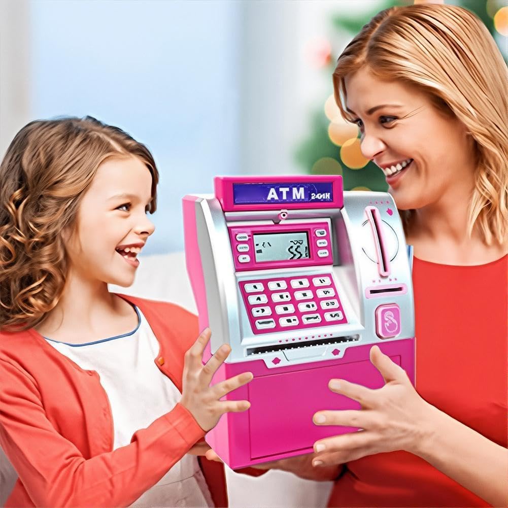 Tenkaybox Tirelire intelligente ATM, tirelire électronique avec mot de passe, carte de débit ATM interactive, numérique avec cochon de banque
