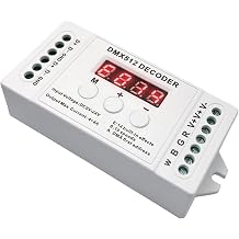 GIDEALED 4 Channel DMX Decoder, RGBW DMX512 Decoder with Digital Display, Mini DMX512 Dimmer Driver PWM 16A LED Controller for RGB RGBW LED Strips DC9-24V