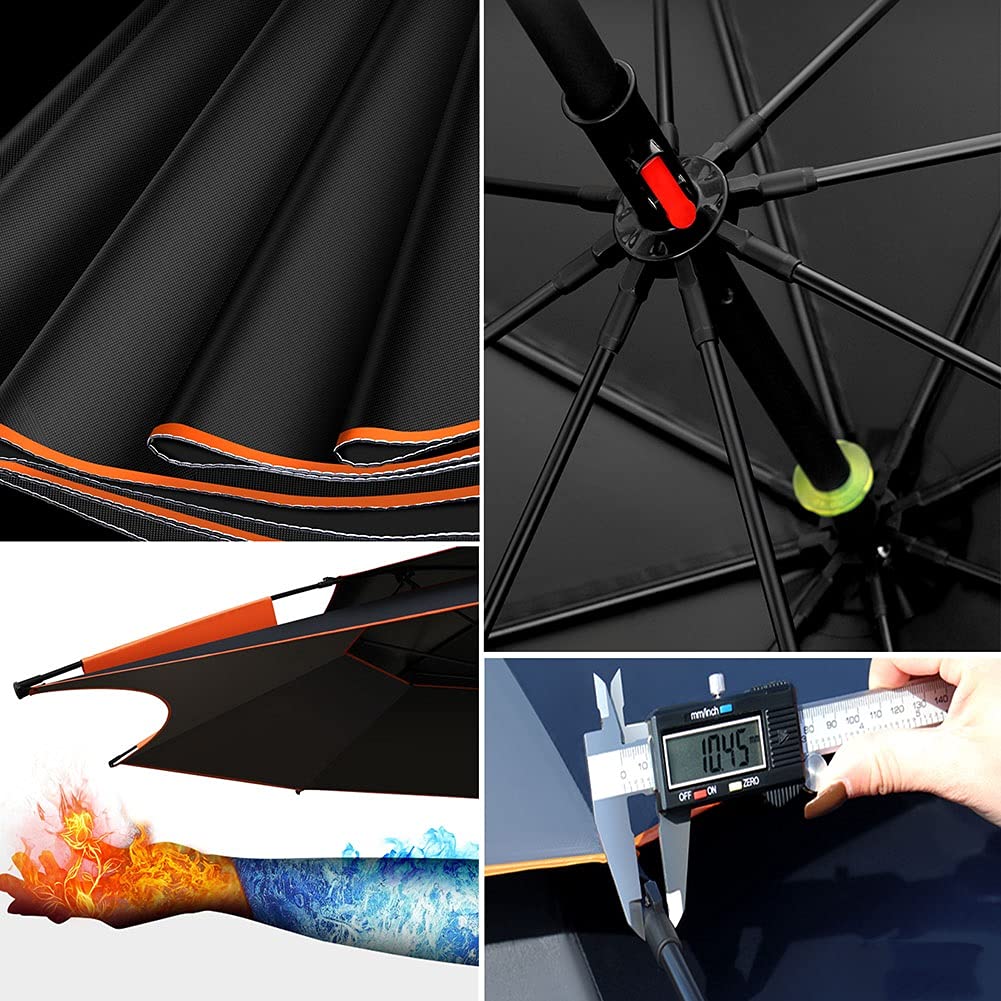 Parasol Anti-UV - Parasol de Plage - Inclinable - Réglable - Camping - la randonnée - Piscine - Parapluie de Pêche Pliable Noir (Size : 260CM/8.5ft)