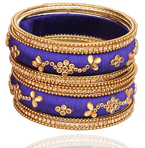 Image of NMII Get your traditions Valentine Gift for Girls & Women Silk Thread Bangle Set With Zircon For Womne & Girls
