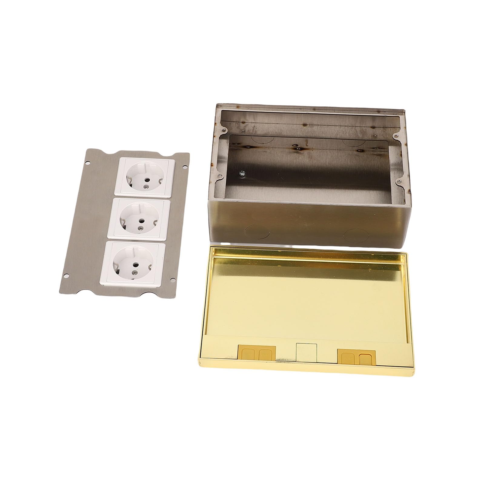 Generic Scatola di Derivazione da Incasso a Pavimento Ritardante L'infiammazione 3 Kit Presa Piatta a Due Fori per Poli 4KW per il Miglioramento Domestico Dorato