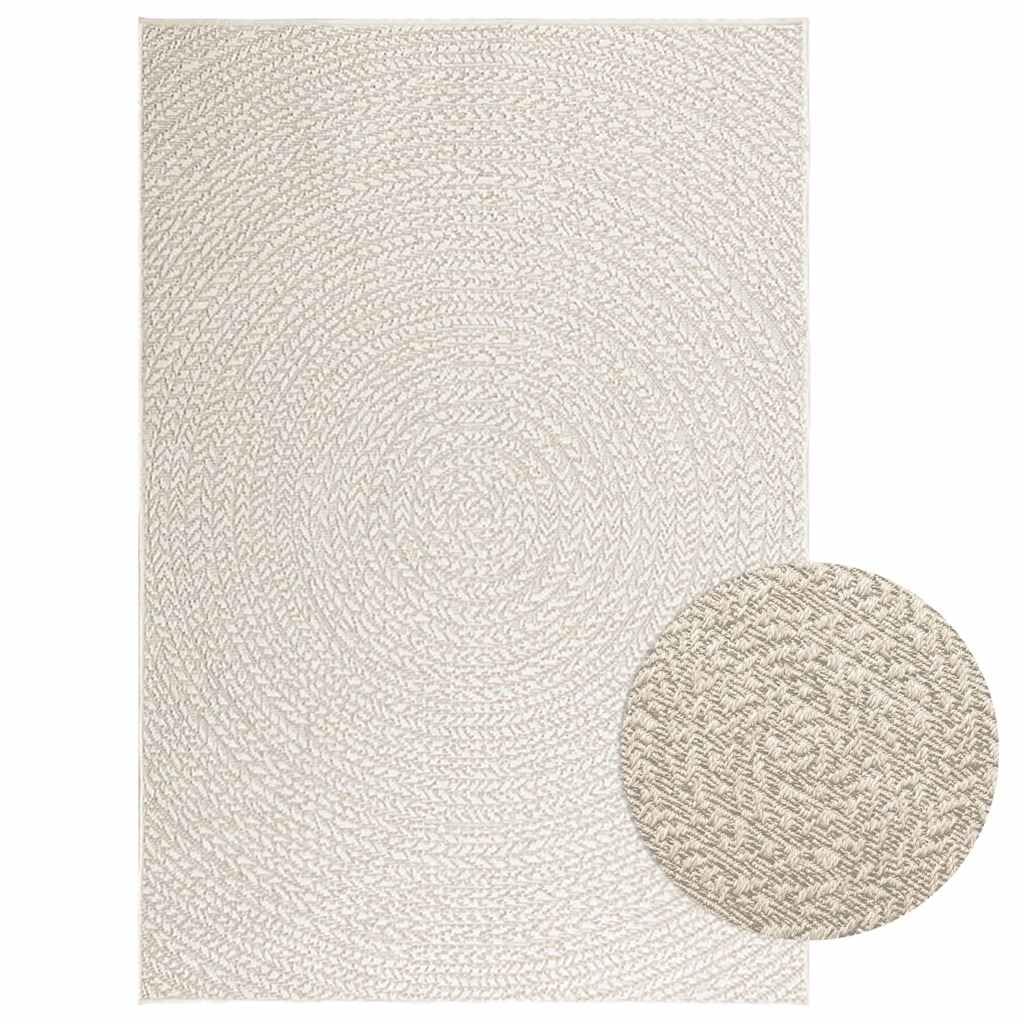Tapis aspect de jute ZIZUR crème 120x170 cm haute résistance