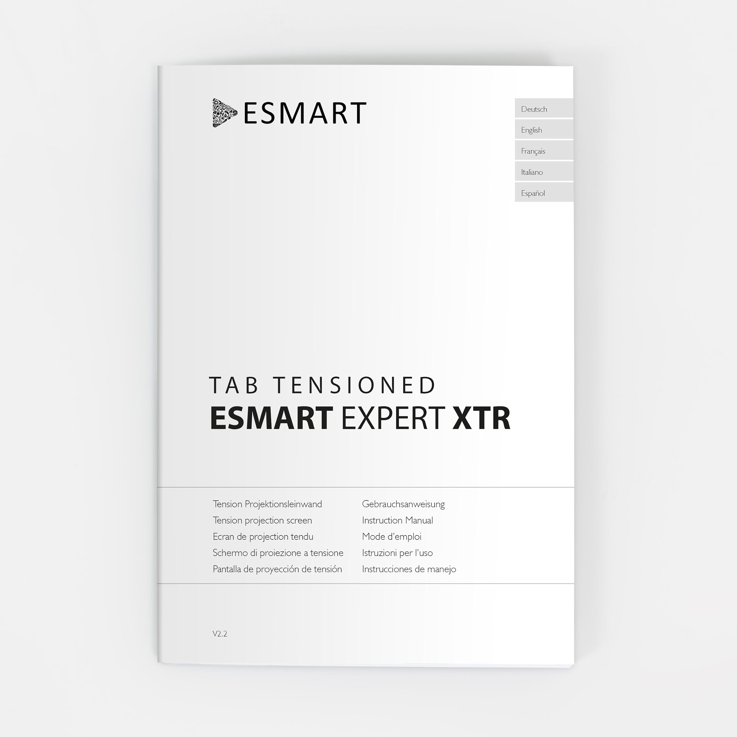 ESMART Expert XTR Pantalla tensada, Ancho Total 261 cm, Tela: acústica | Área de proyección 221 × 125 cm, formato 16:9, tela acústica transparente para altavoces ocultos, mando a distancia