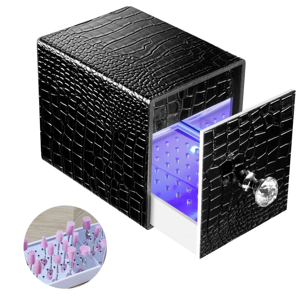 Soporte para brocas de uñas, organizador profesional de puntas de uñas LED