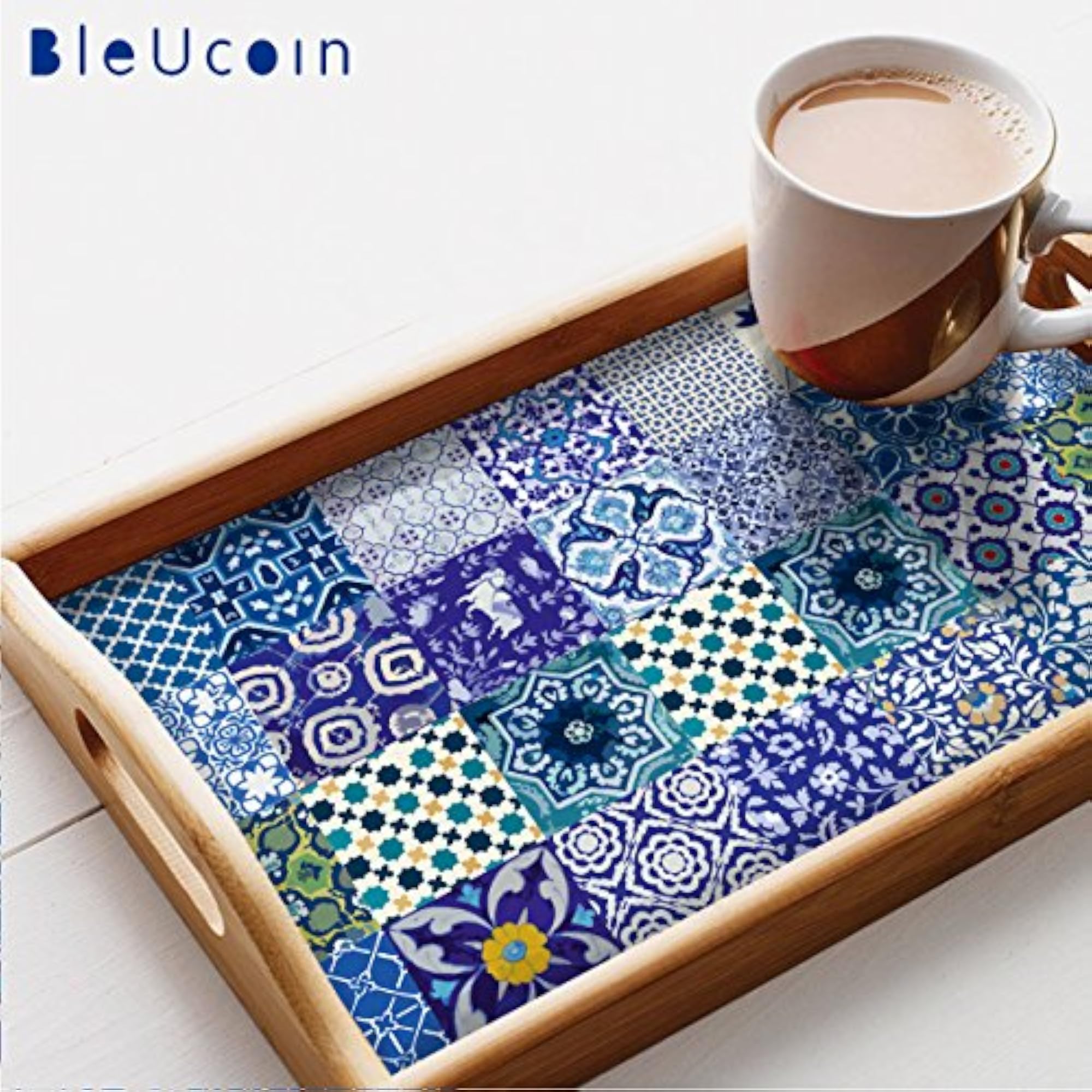 Blue Pottery Peel and Stick Tile Stickers for Kitchen & Bathroom