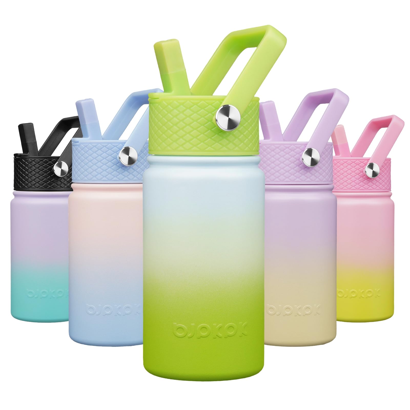 BJPKPK Insulated Water Bottle, 15oz Stainless Steel with Straw Lid