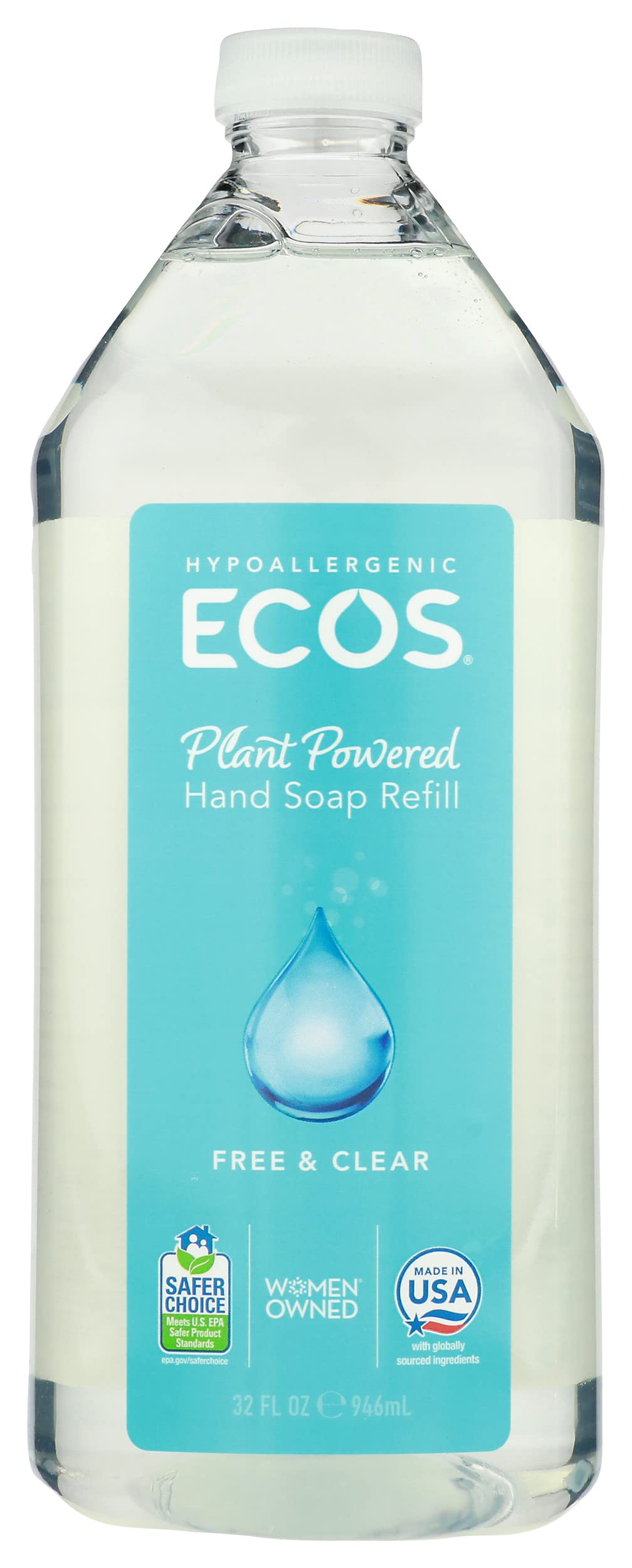 Ecos Free and Clear Refill Hand Soap, Cruelty Free, Eco Friendly, 32 Ounce (Pack of 1)