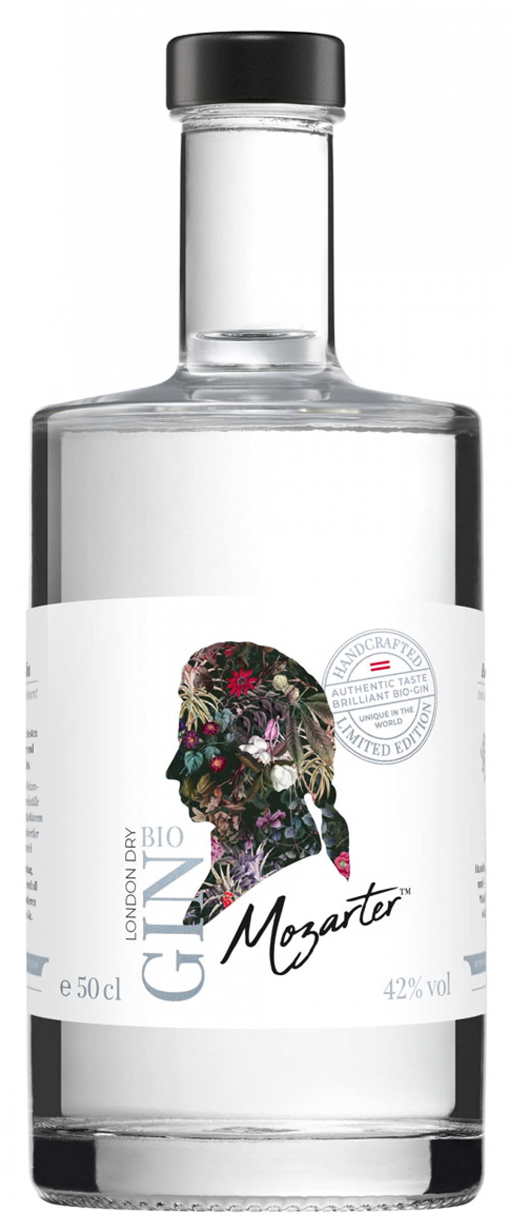 Mozarter London Dry Bio Gin (1 x 0,5l) Flasche - Der alpenfrische Mozarter Bio-Gin aus dem Salzburger Seenland