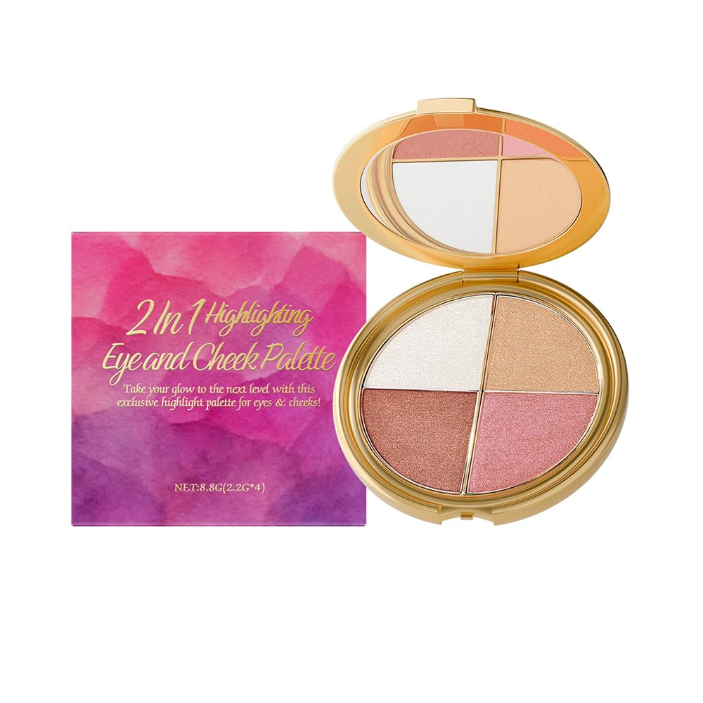 All-in-One Makeup Palette, Blush & Eyeshadow, 4 Colors
