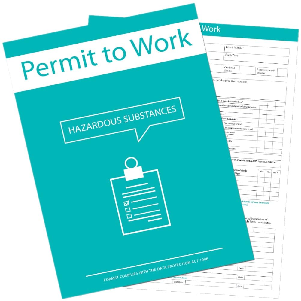 Hazardous Substances Permit to Work Forms - Pack of 10 | Safety Compliance Documentation for Chemical & Risk Management