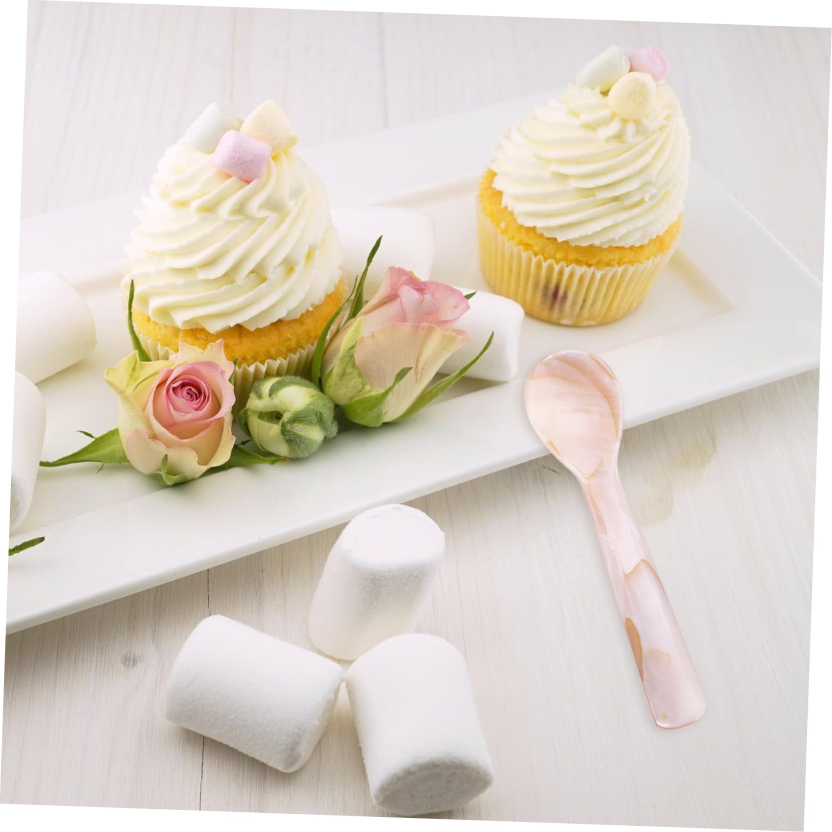 12piezas Cucharas De Concha Natural Para Café Cucharas Para Postres y Helados Para Mezclar Bebidas y Servir Dulces Casa