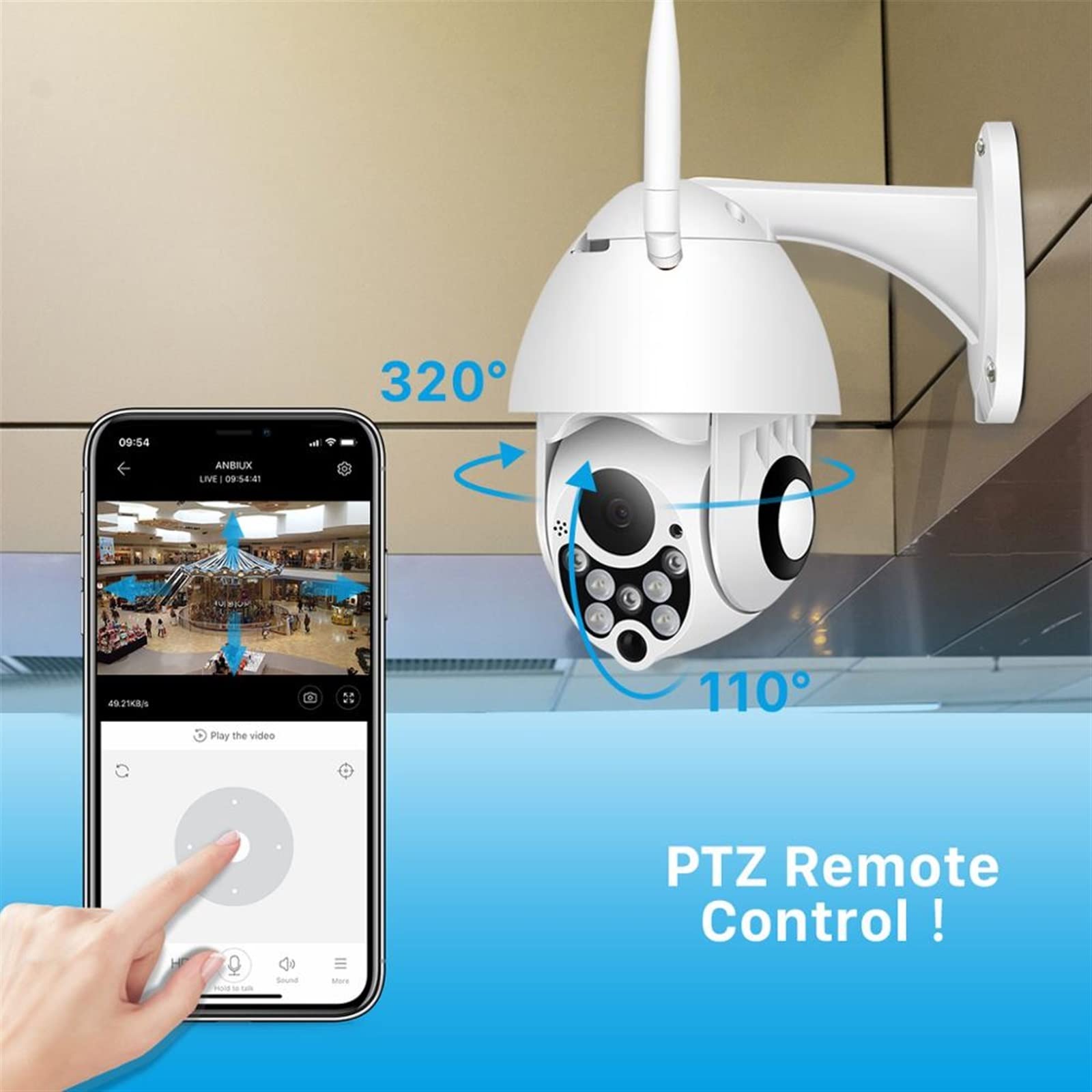 Kamera IP bezpieczeństwa na zewnątrz, 1080P PTZ 4X Zoom cyfrowy kamera IP Outdoor Speed ​​Dome bezprzewodowa kamera do monitoringu P2P chmura CCTV bezpieczeństwo w domu kamera BESDER Obrazy HD(1_CAMER