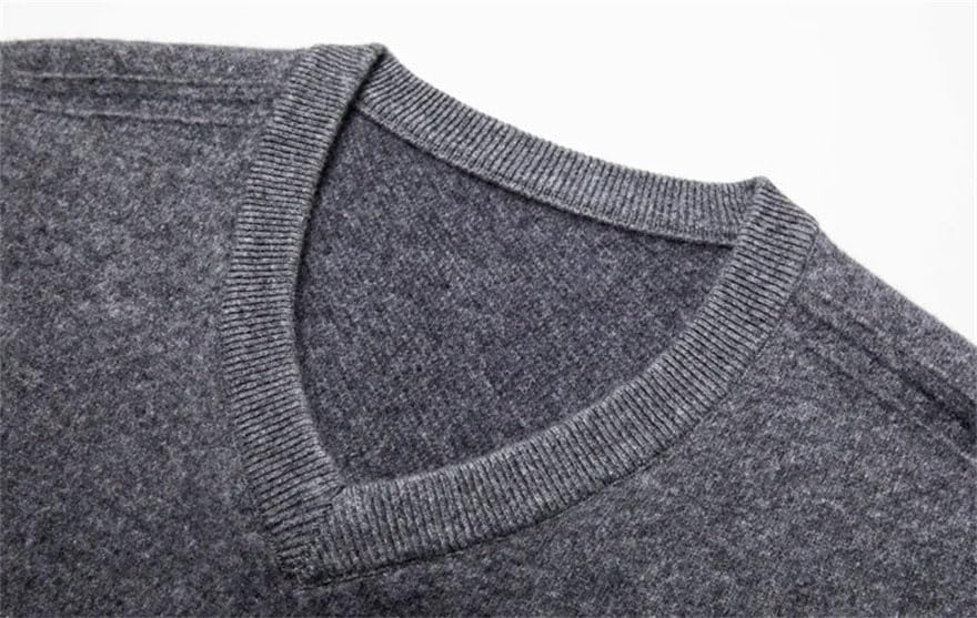 Men Fall Winter Daily Cashmere Sweater Solid Business Vneck Thick Plus Size Pullover Jumper2