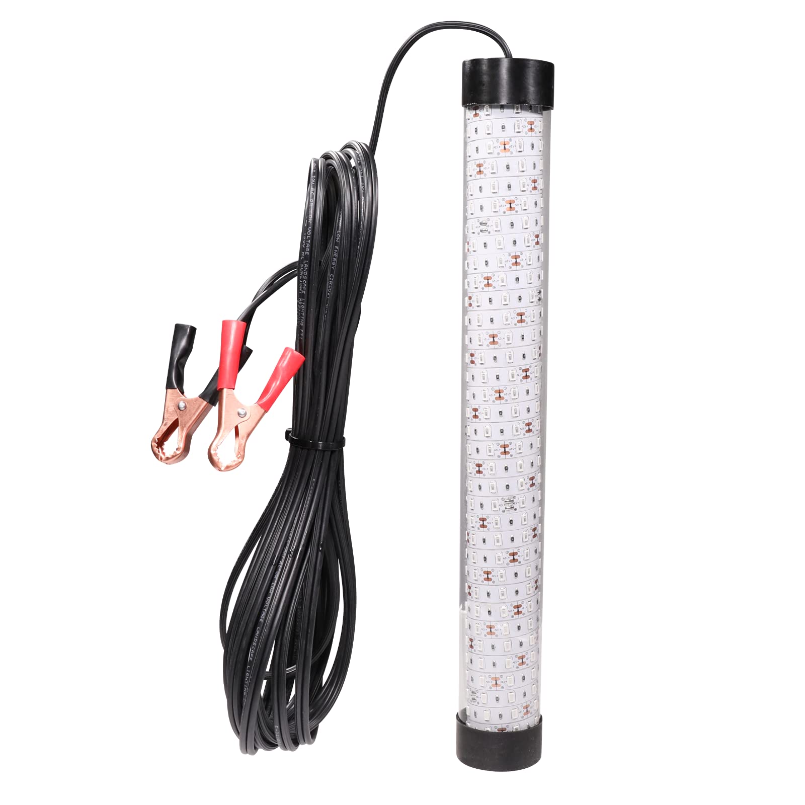 Bright Night Underwater Fishing Light, 300 White LEDs,15000 Lumen Light,Fish Attractor, Submersible,Ice Fishing, Crappie Fishing,25ft Cord Battery clamp, Night Fishing Salt Fresh Water 12v dc