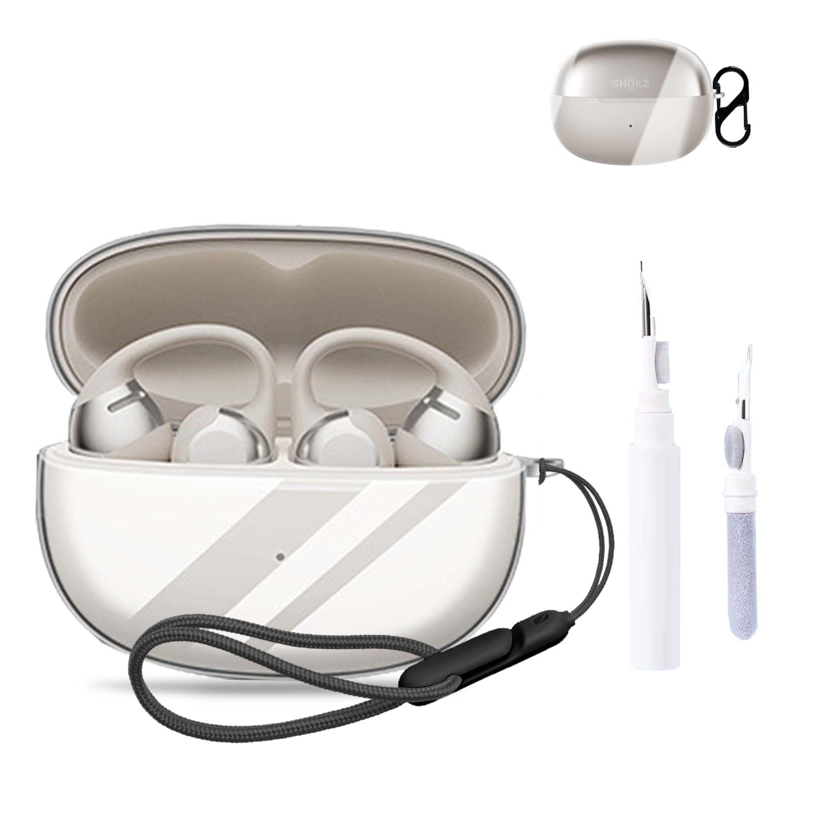 NOUKAJU for SHOKZ OpenDots One Case Cover, Earphone Protective Case (with Carabiner + Lanyard + Cleaning Pen) Drop-Proof,Scratch-Proof,Protective