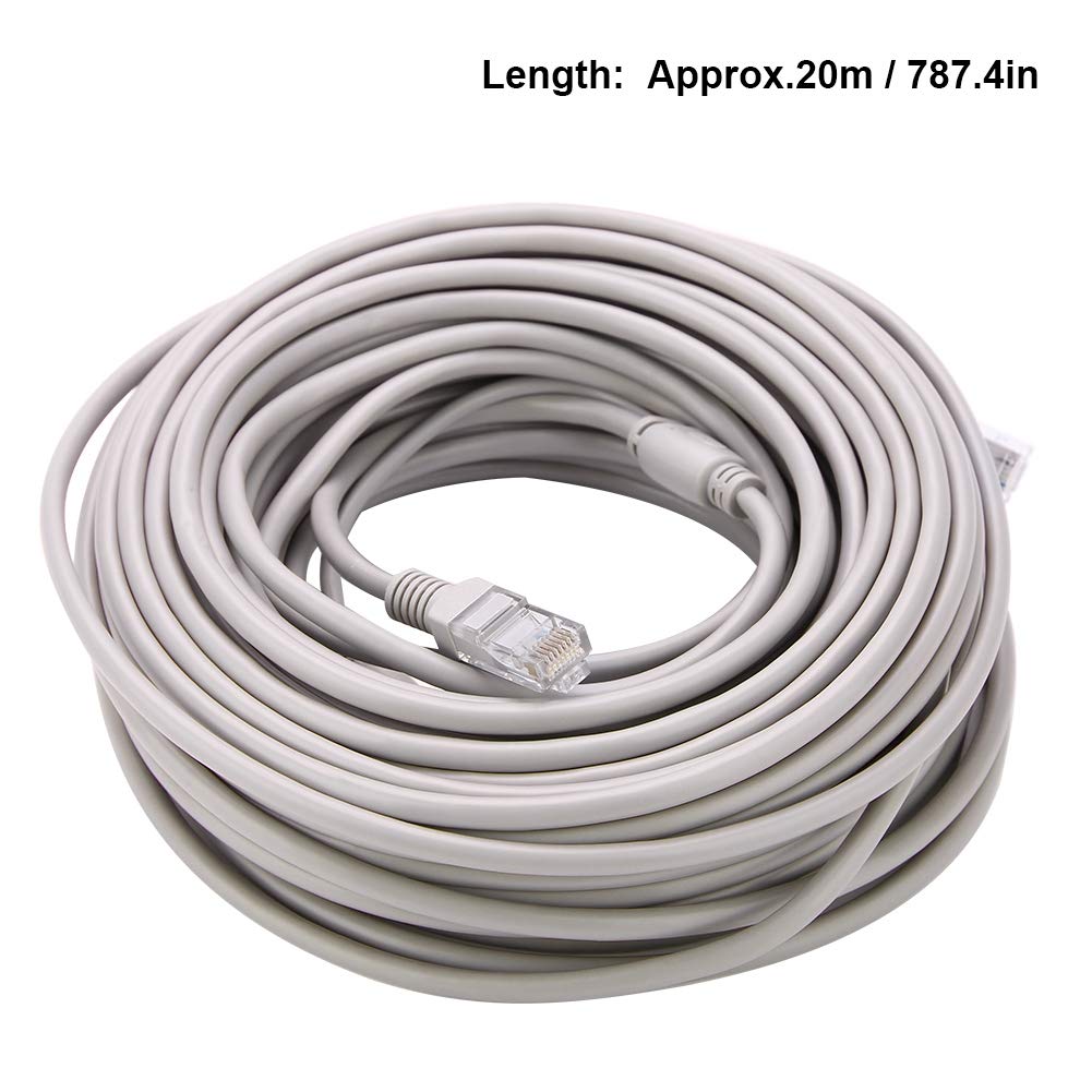 5M/10M/15M/20M CCTV Cable, AHD Video Power Cable for CCTV Security Camera Surveillance System, Cat Cabel for IP Cameras NVR System 10Mbps/100Mbps(Color White)(20M)