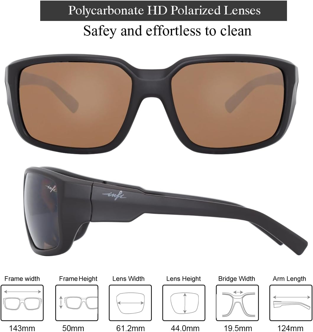 INFI Fishing Sunglasses Men Women Polarized Polycarbonate Lens Safety Protection Black Glasses Driving Golf Running Sports - Image 2
