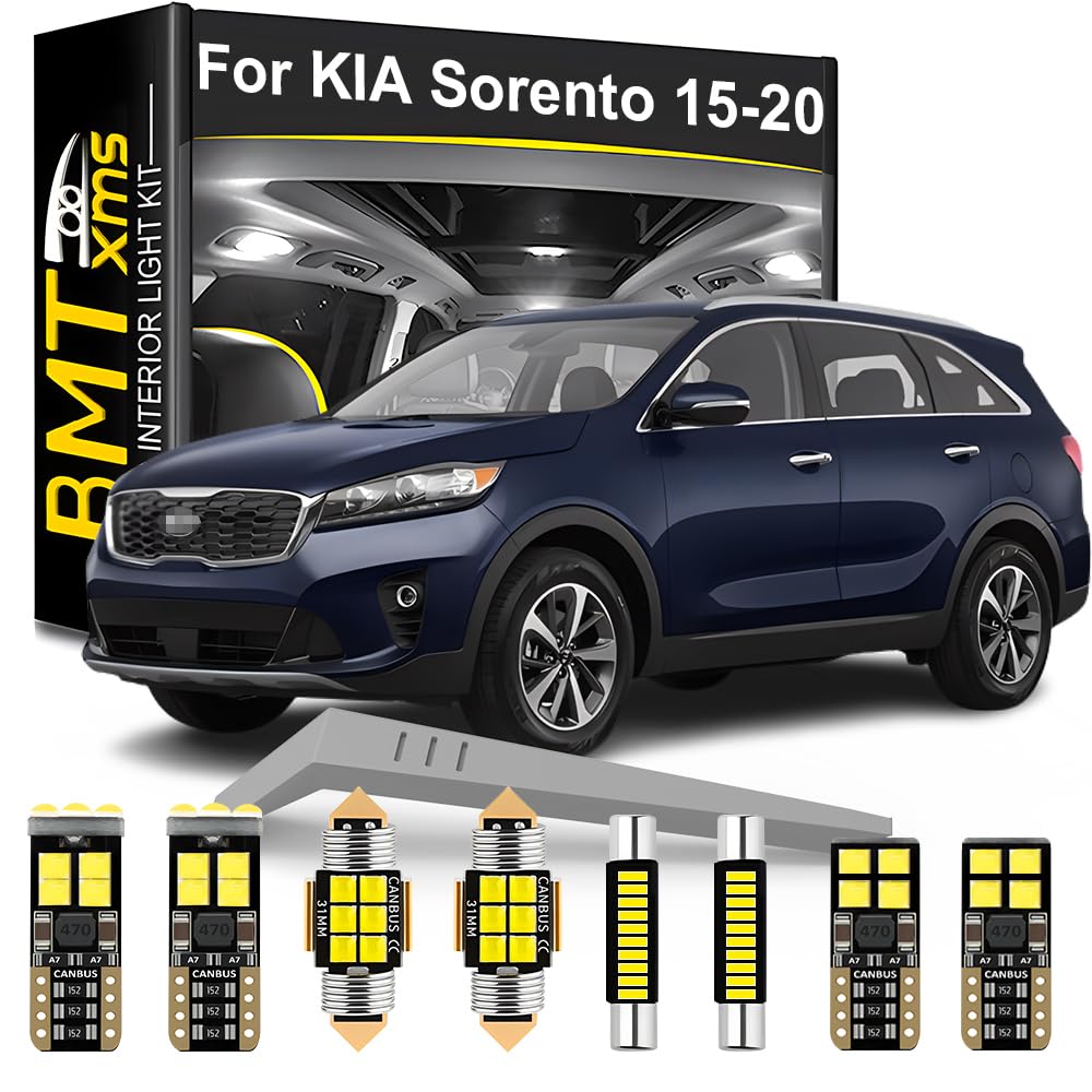 11 Pieces LED Interior Light Kit Replacement for KIA Sorento UM 2015-2020 6000K Cool White Bulbs