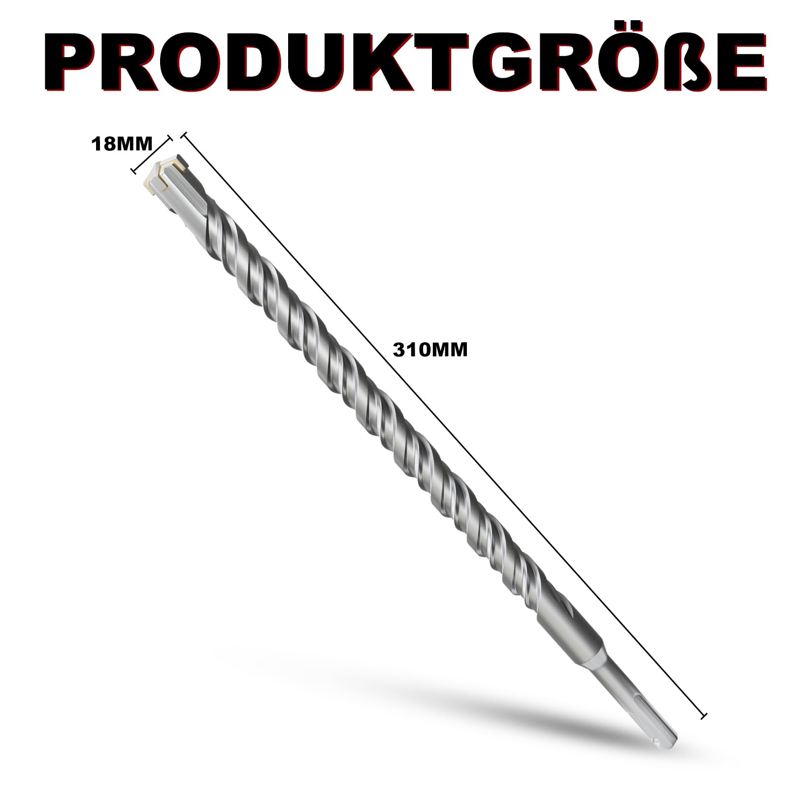 Punte per trapano SDS Plus, 18 mm x 310 mm, per pietra, cemento, pietra naturale, muro di mattoni