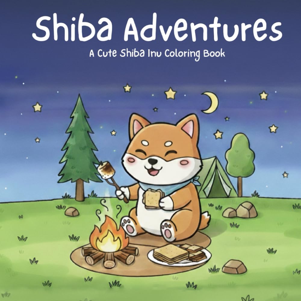 Shiba Adventures: A Cute Shiba Inu Coloring Book: Alcohol Marker Coloring Pages for Kids and Adults