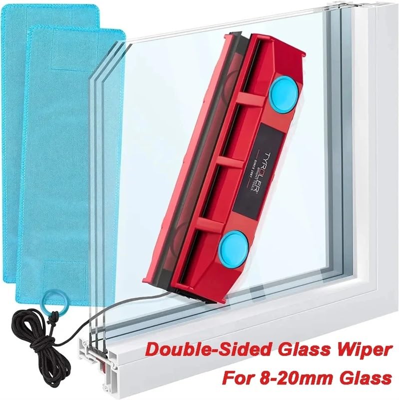 Cepillo de limpieza de vidrio Limpiador de ventanas magnético reutilizable Escobilla de ventana Herramienta de limpieza de mano Limpiaparabrisas for el hogar for ventanas y superficies de vidrio Fácil