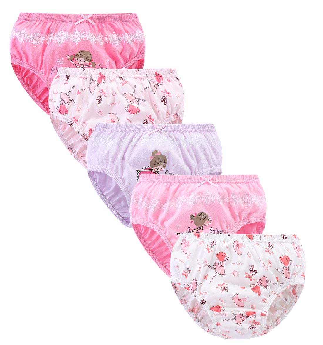 CHUNG Toddlers Little Girls Cotton Briefs Panties Pack of 5 6 Print Underwear 2T-10Years