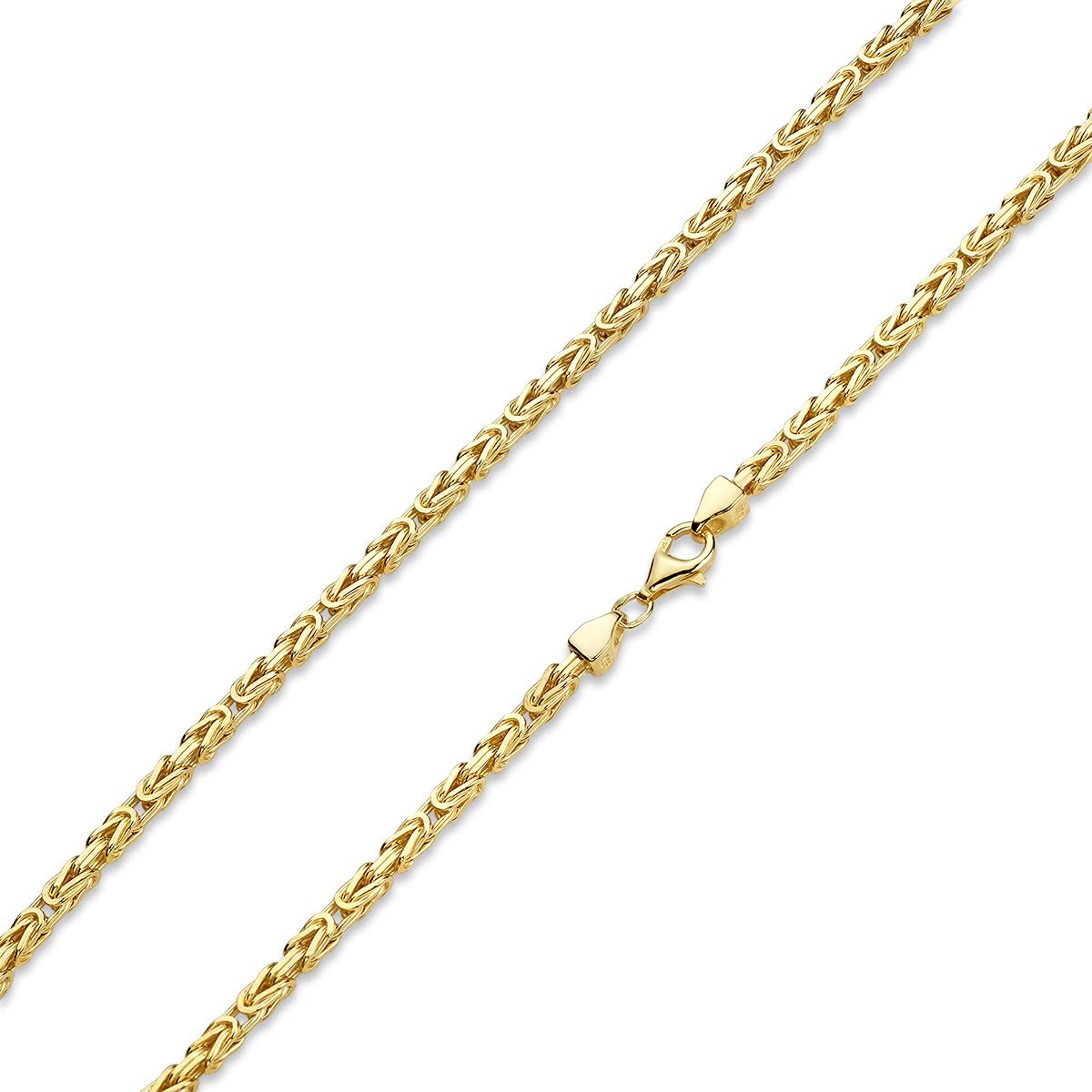 Herren Gold-Kette Königskette 3mm - 925 Silber vergoldet 40-70cm K112 | Massive Vierkant Halskette in Gold aus veredeltem Sterlingsilber Made in Germany von MATERIA by Matthias Wagner