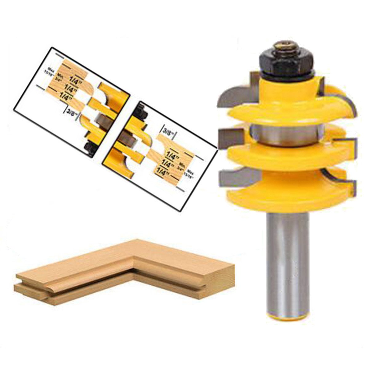 EsportsMJJ 1/2 Apilado Rail Y Stile Router bit Sólido Endurecido Madera Acero Cortador De Trabajo