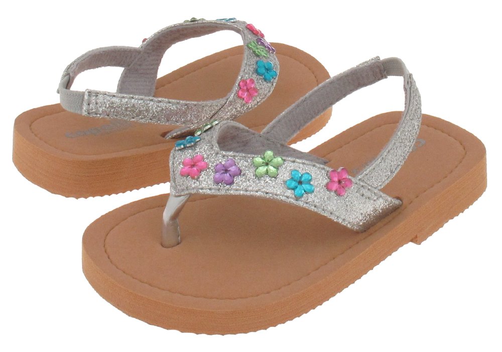 Capelli New York Glitter Thong with Daisy gems Girls flip Flops