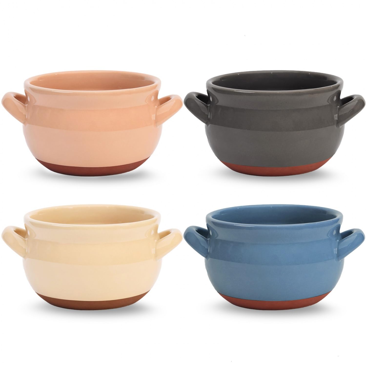 Vumdua French Onion Soup Bowls, 16 oz French Onion Soup Crocks with Handles for Chilli, Cereal, Cereal, Pot Pies, Oven, Broil & Dishwasher Safe,